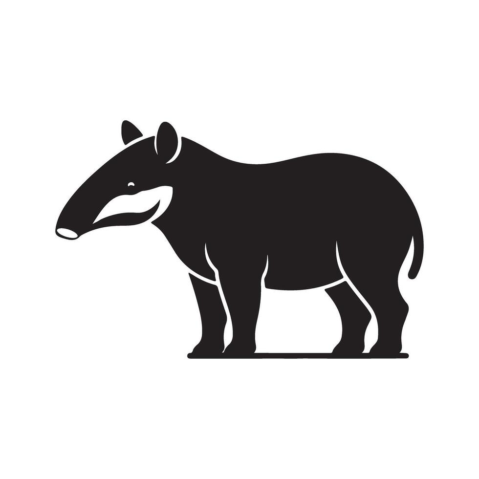 A black and white image of a tapir vector