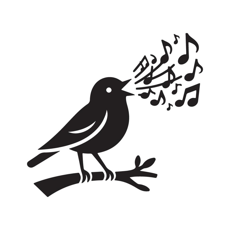 A black bird with music notes on its head vector
