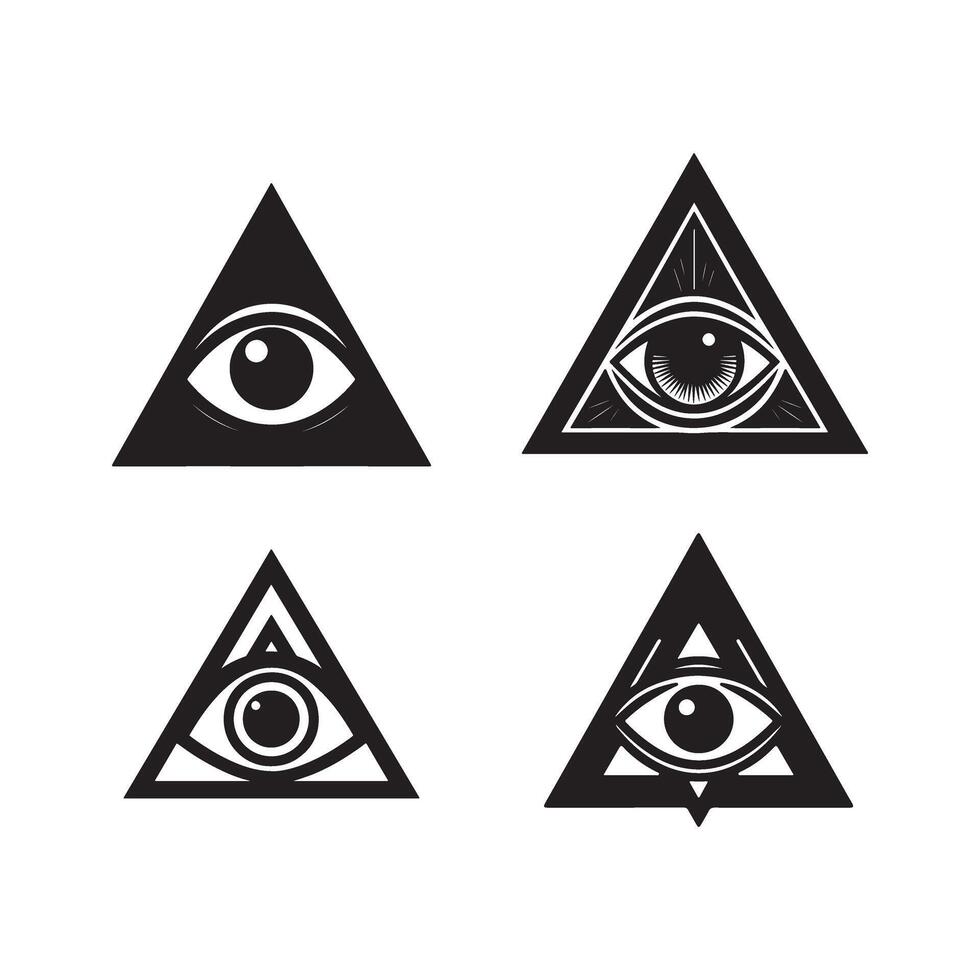 All seeing eye, triangle, pyramid, eye of providence, symbol of the occult, symbol vector