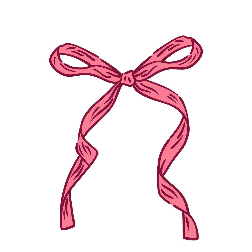 Vintage girly decor. Aesthetic elegant girly pink bow. Coquette bow. Trendy element for Valentine day and wedding invitations, christmas card vector