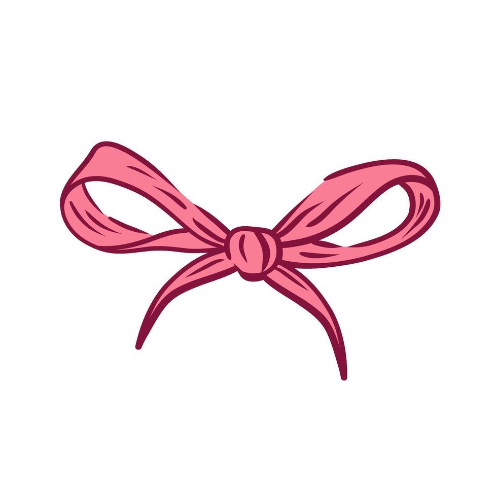 Vintage girly decor. Aesthetic elegant girly pink bow. Coquette bow. Trendy element for Valentine day and wedding invitations, christmas cards, poster vector