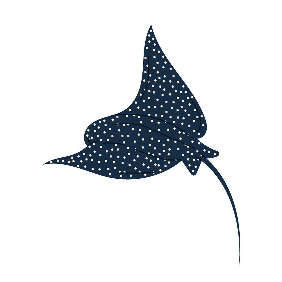 Ocean speckled stingray. Stingray fish isolated on white background. Marine or oceanic animal in flat style. vector