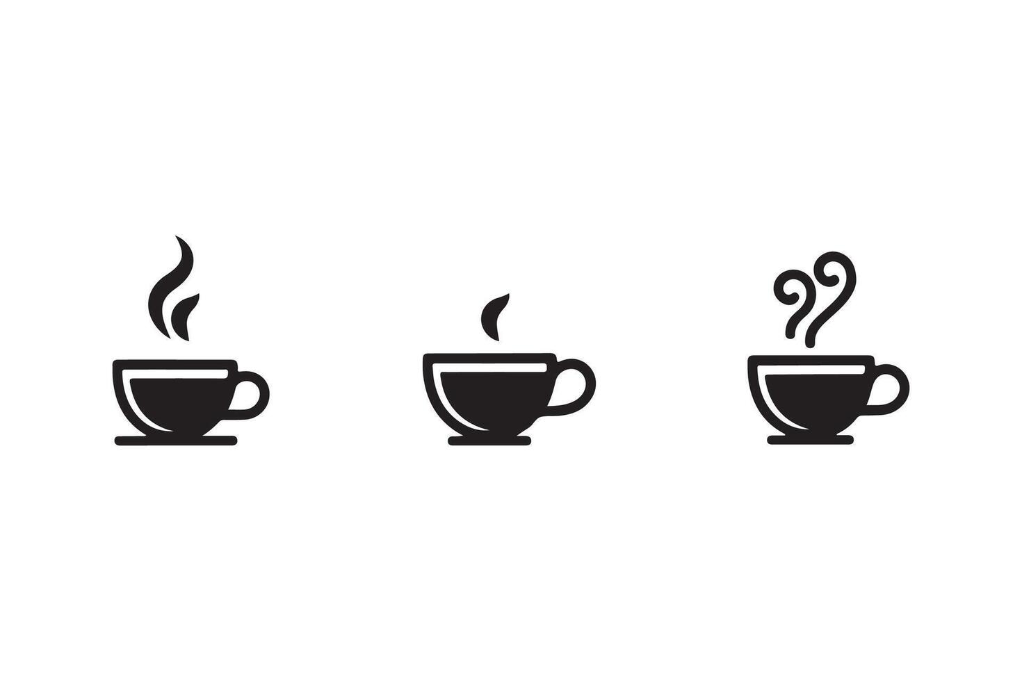 Three Hot Coffee Cups with Steam, Ready for Use vector