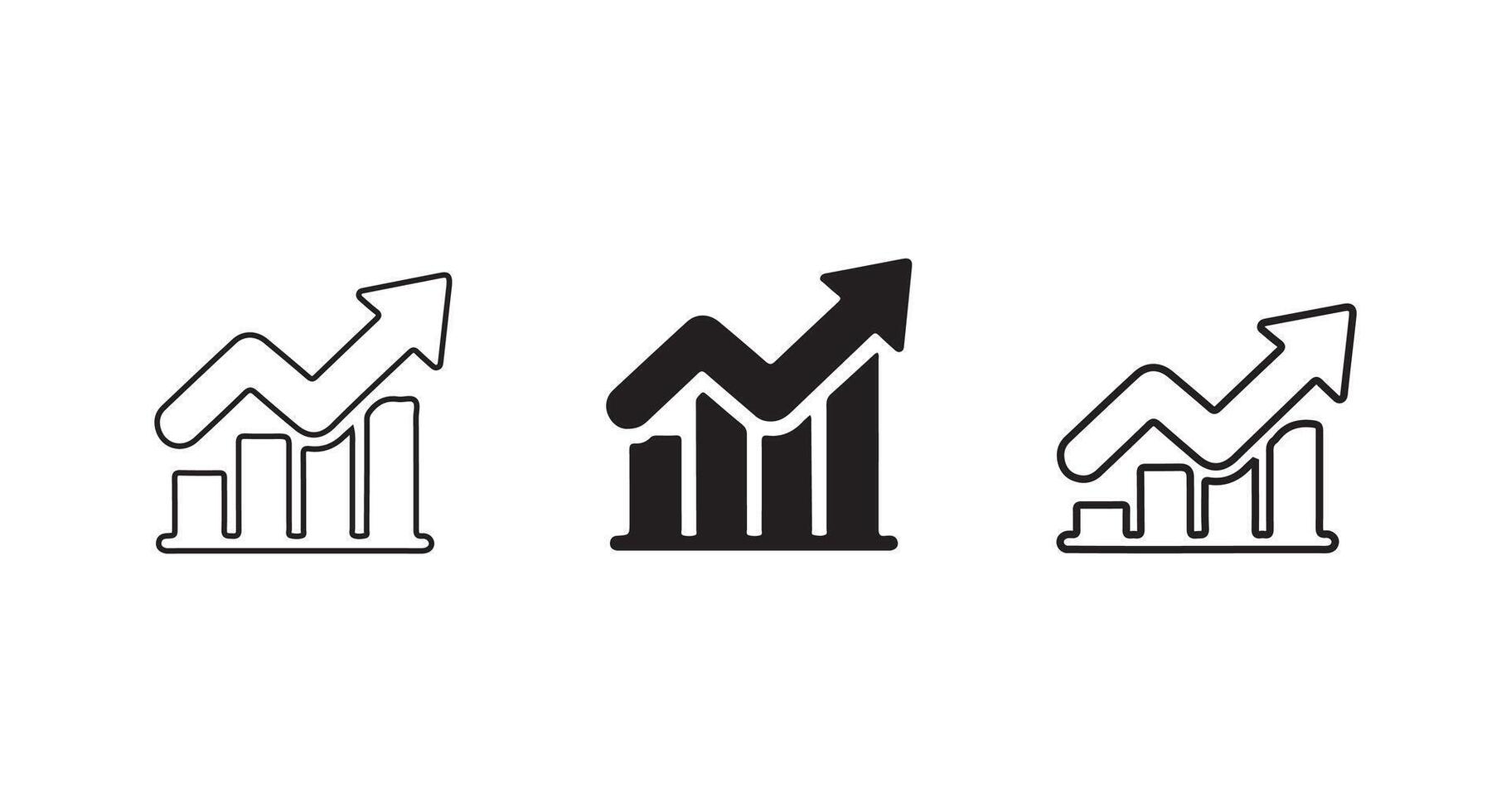 Three Variations of an Upward Trend Graph Icon vector