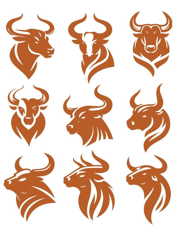 Thunder strike Bull Collection Logo Design vector