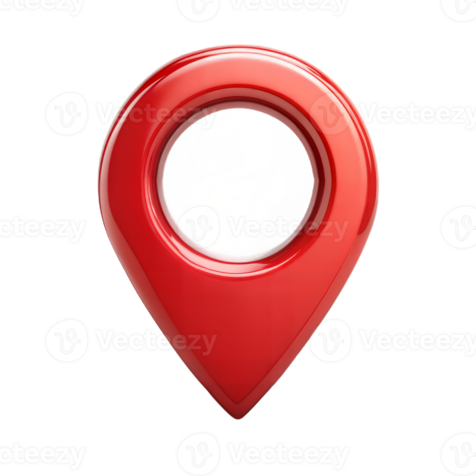 Red map pin icon on a black background, location marker symbol. png