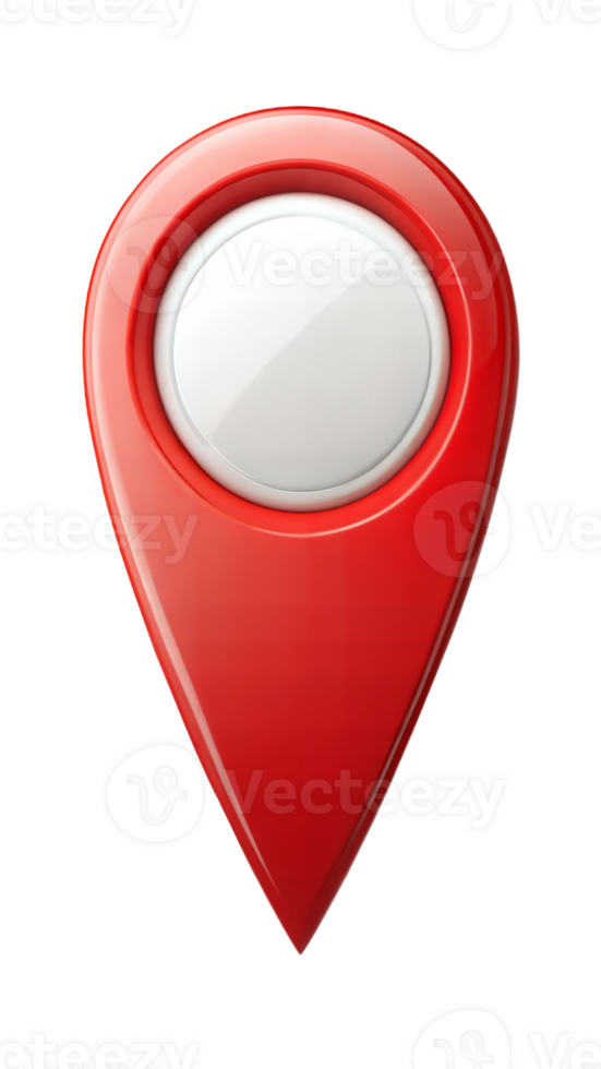 Red location pin icon on a black background, symbol of direction and positioning. png