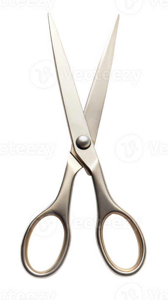 Silver handled scissors on a black background, symbol of cutting tools and crafting work. png