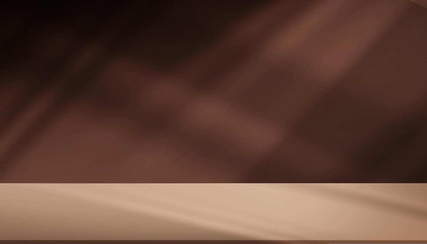 Background brown chocolate color.Studio background of shadow,light on 3d podium for product design,Autumn Abstract background texture of window light effect on wall and floor. for Easter display vector