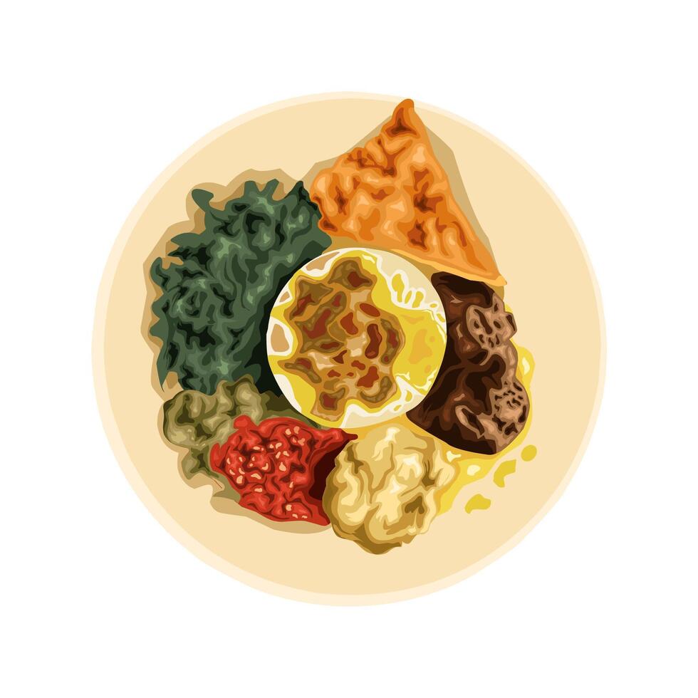Padang cuisine, typical Indonesian food vector