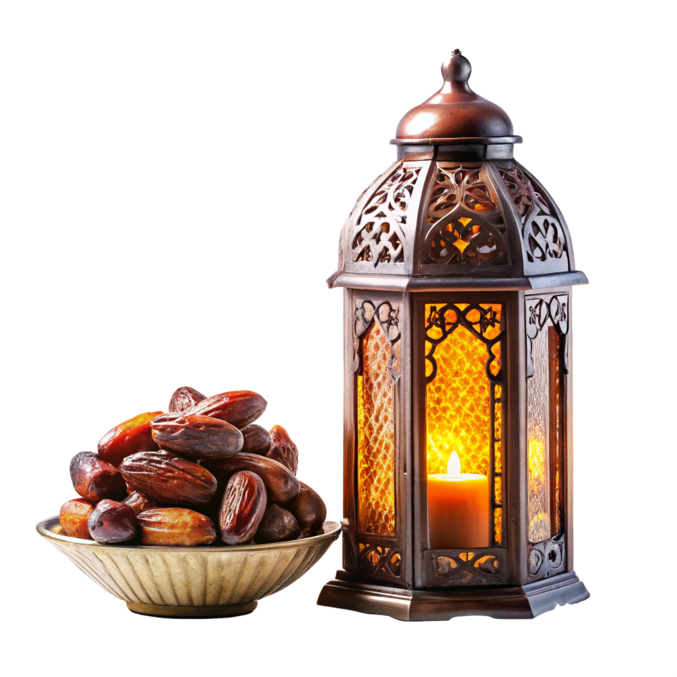 Ramadan lentern with dates is isolated on transparent background png