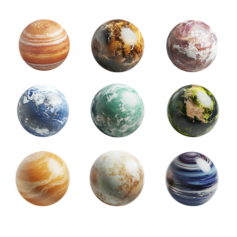 Detailed and Stylized Planets for Cosmic-Themed Digital Art png
