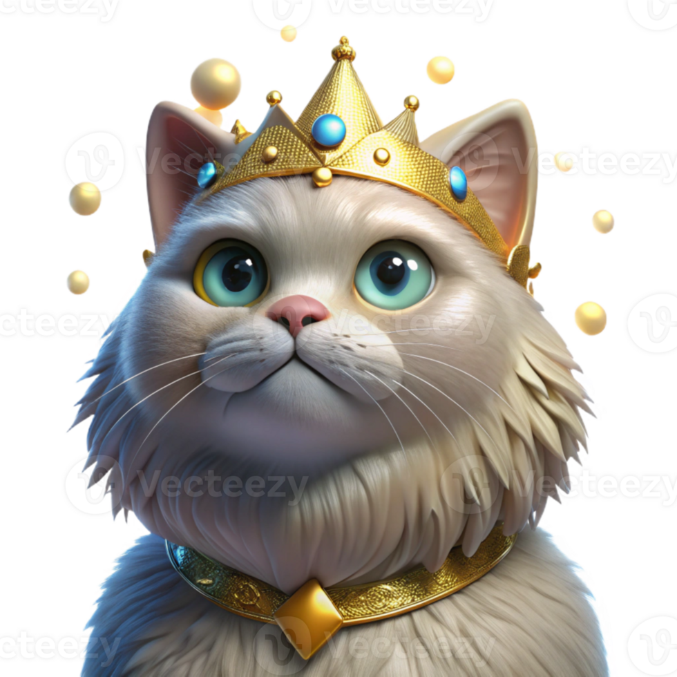 stunning contemporary serene minimalist A grumpy-looking, fluffy Persian cat wearing a tiny crown, surrounded by floating jewels, illuminated by a dramatic spotlight from above, Renaissance... png
