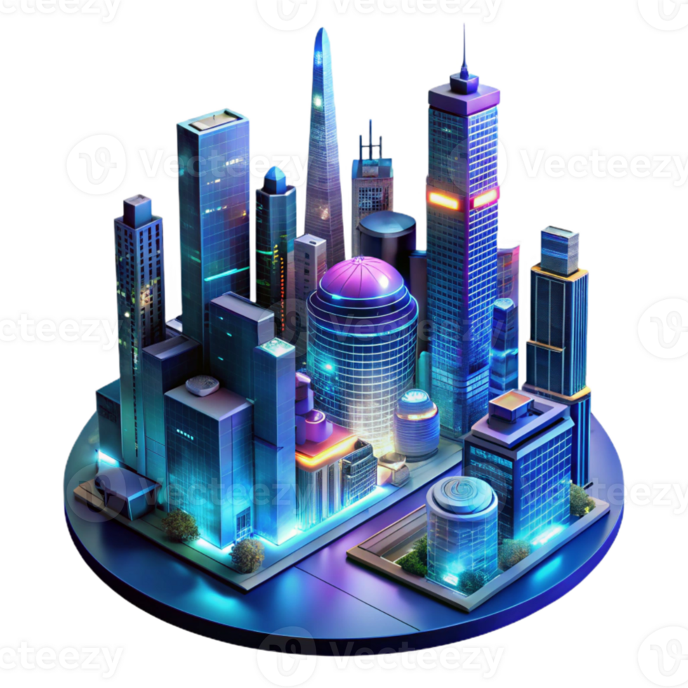 beautiful artistic A futuristic cityscape at night, towering skyscrapers with holographic advertisements, flying vehicles weaving between buildings, rain slicked streets reflecting neon lights,... png