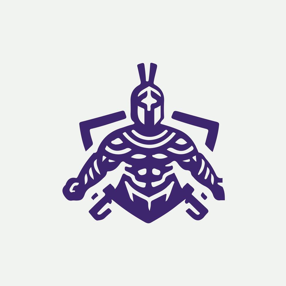Shield and Sword Linear Spartan Collection Logo Design vector
