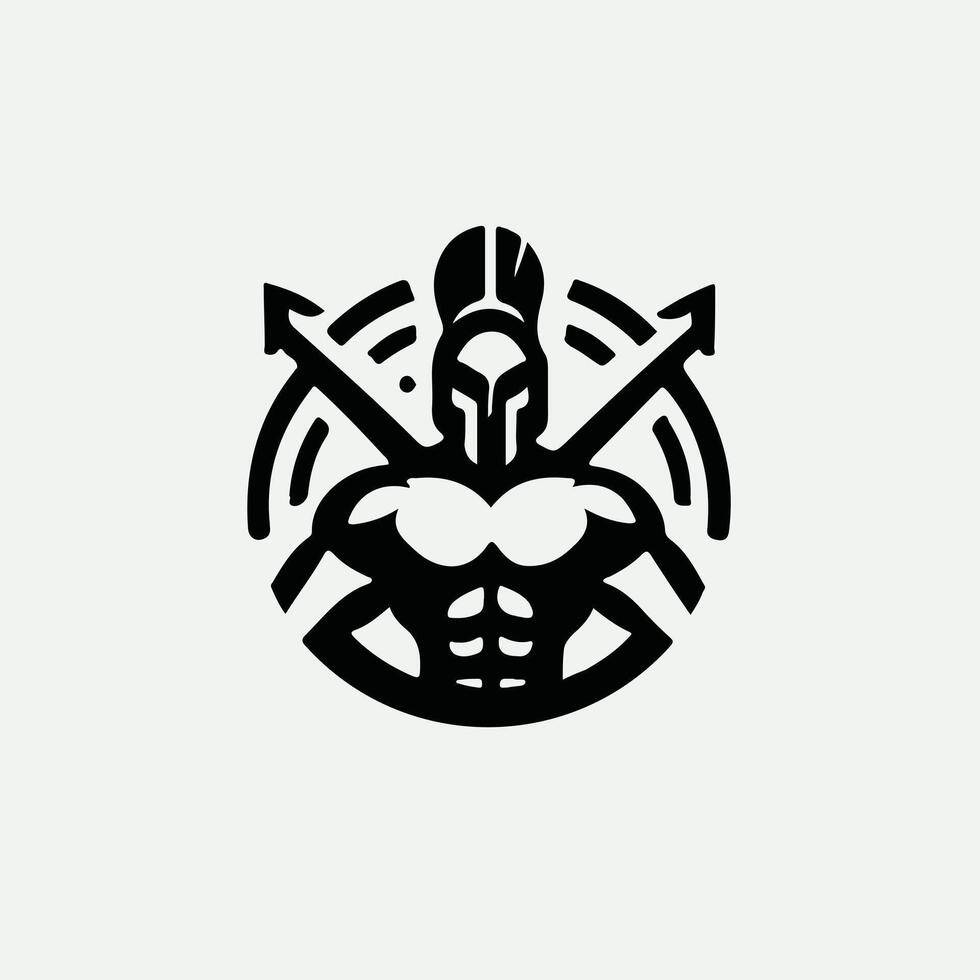 Gladiator Linear Spartan Collection Logo Design vector