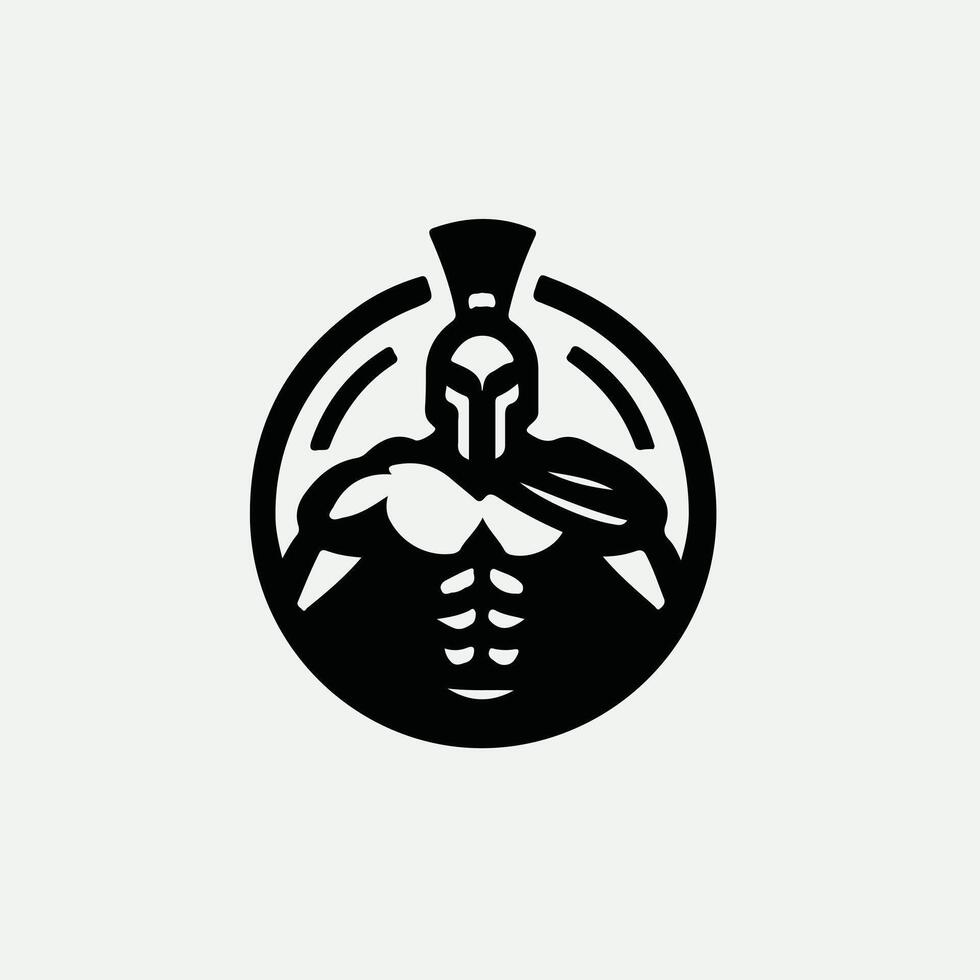 Shielded Fury Linear Spartan Collection Logo Design vector