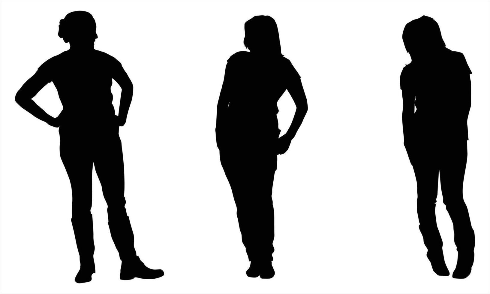 Man and women silhouettes.Man and women silhouette icons stand on different poses vector