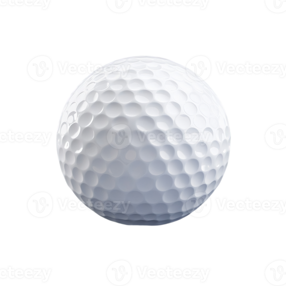 Isolated white golf ball close up on blackisolated on transparent background png
