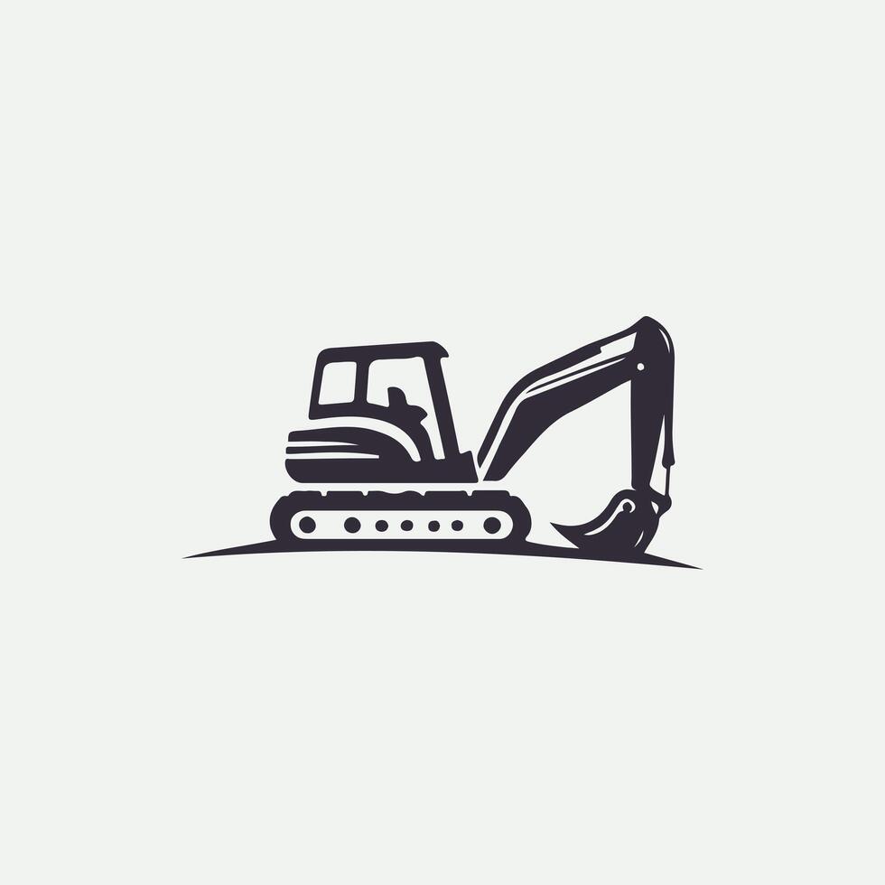 Earth Mighty Backhoe Excavator Logo Design vector