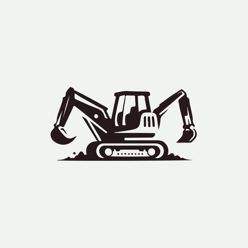 Earth Mover Backhoe Excavator Logo Design vector