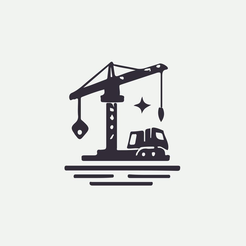 Sky Reach Crane Logo Design vector