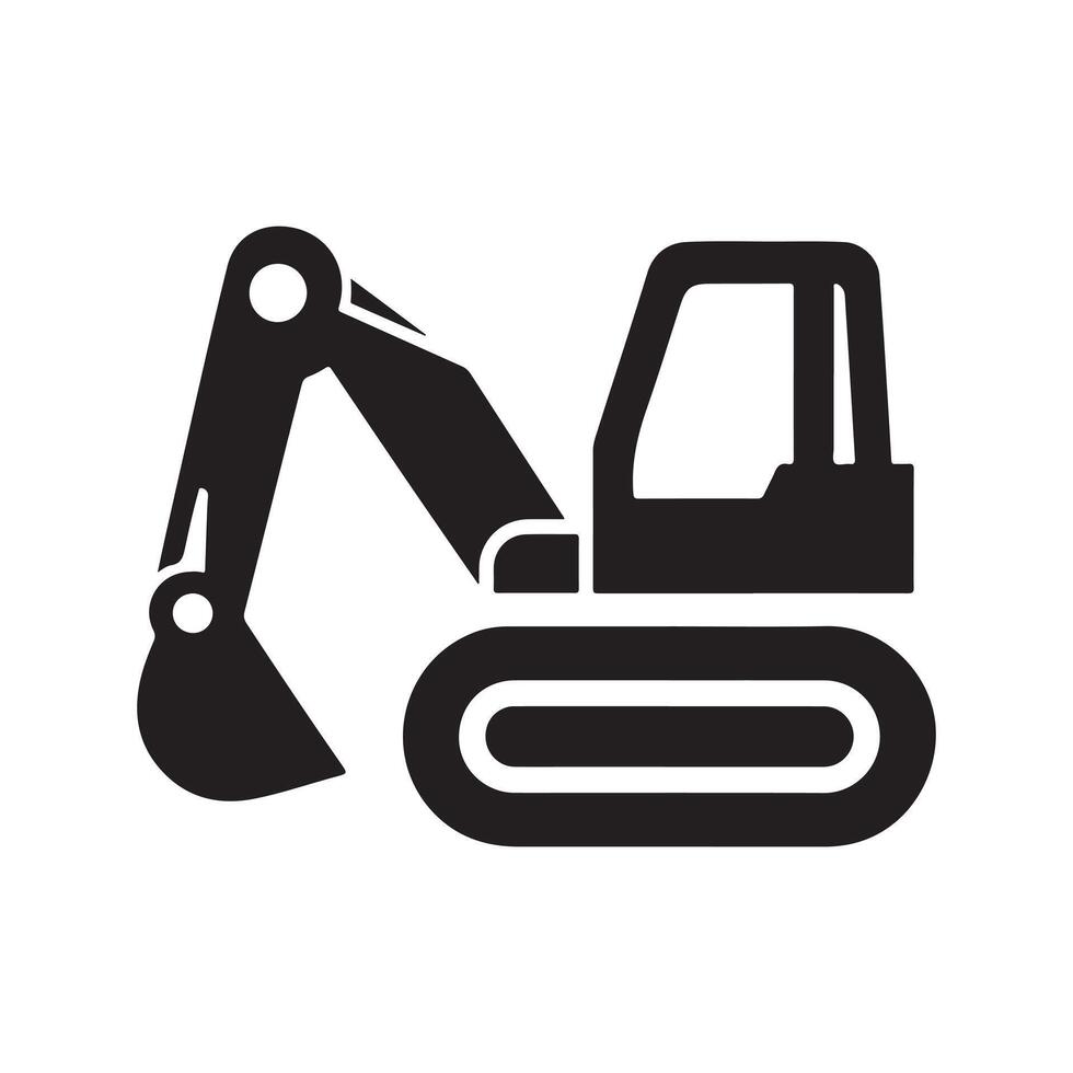 Backhoe Excavator Black Image for Web vector