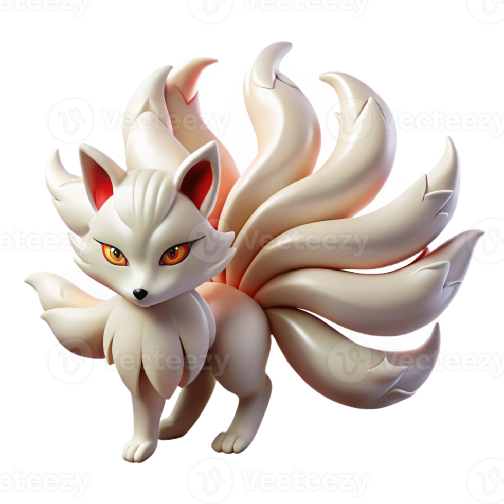 beautiful abstract A Kitsune Nine Tails Flowing Mischievou high resolution png
