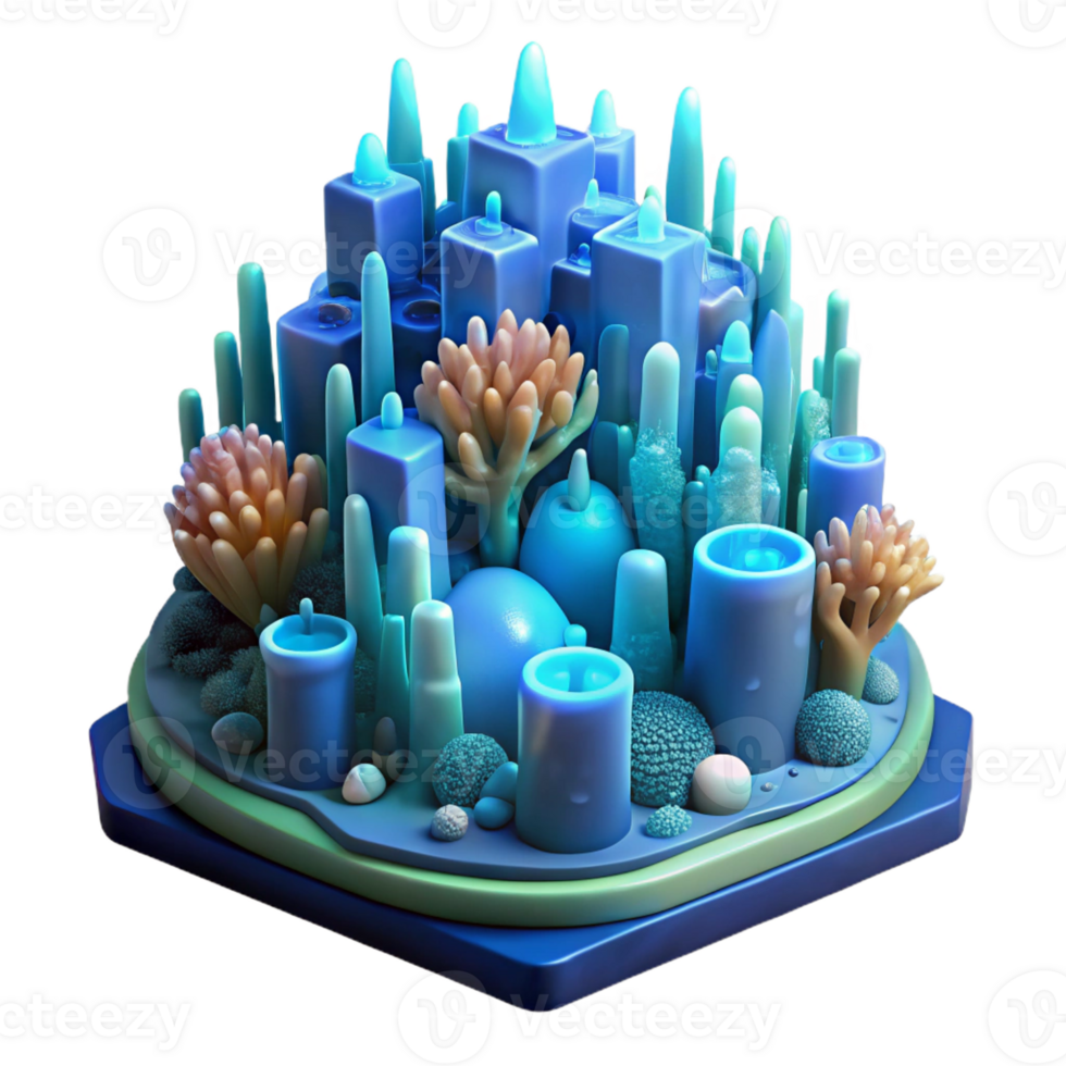 wonderful classic An Underwater City Built of Bioluminescen detailed png