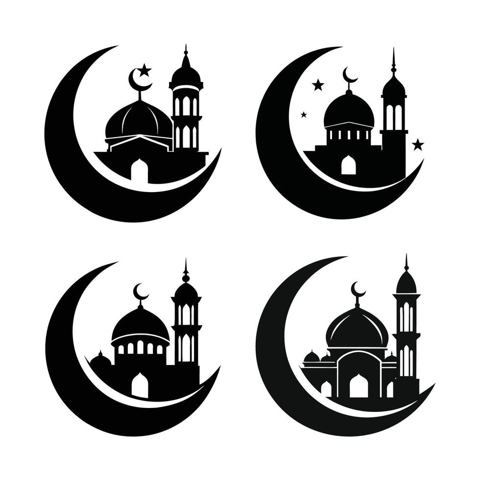Set of icons featuring Mosque Icon Set vector