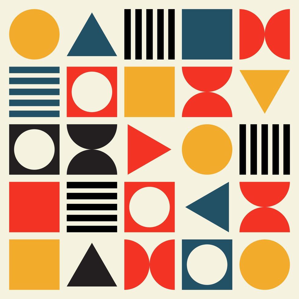 Abstract Bauhaus poster featuring dynamic typography and structured grids for a modernist appeal vector