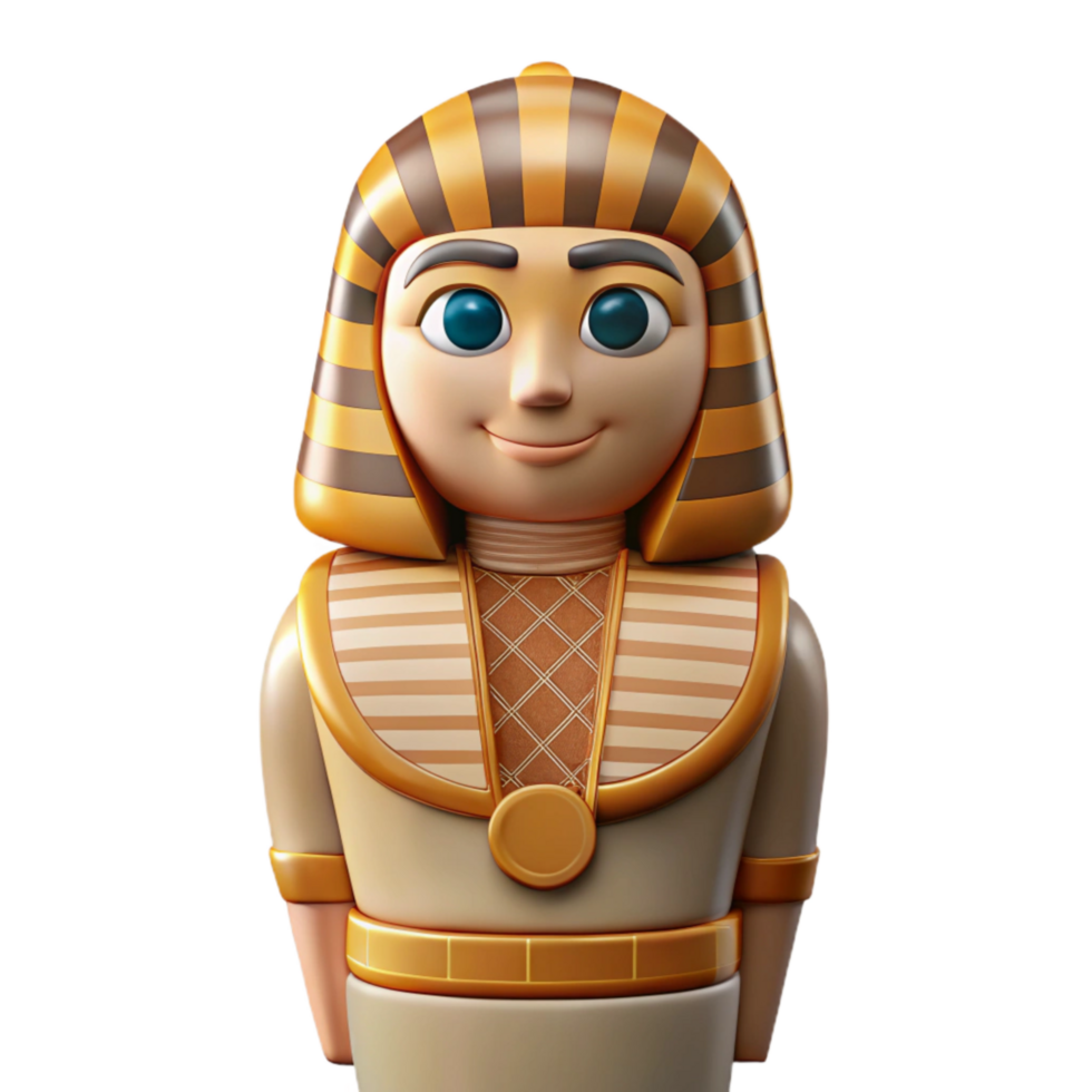 beautiful rustic Egyptian Shabti Figure Painted Detail Front View Transparent Background authentic png
