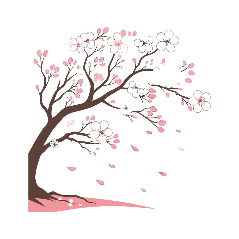 Charming DoubleFlowering Cherry Illustration vector