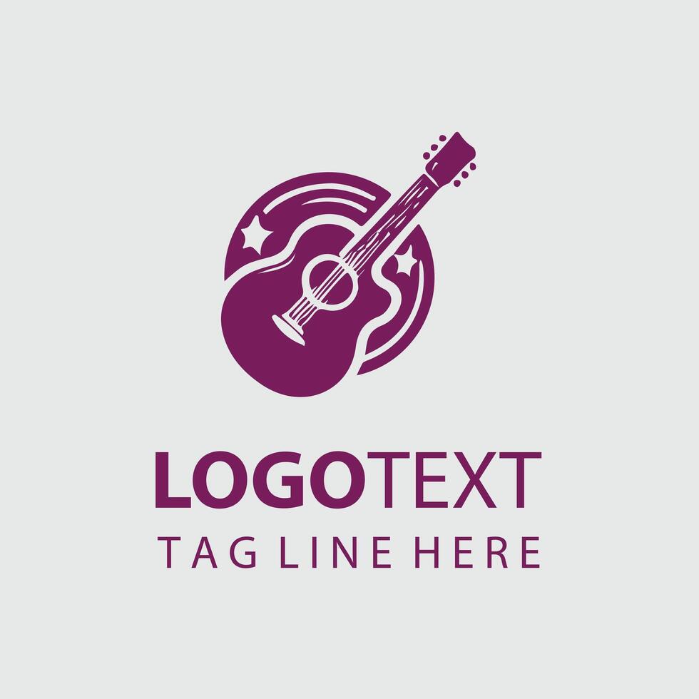 Riff Glow Guiter Logo Design vector