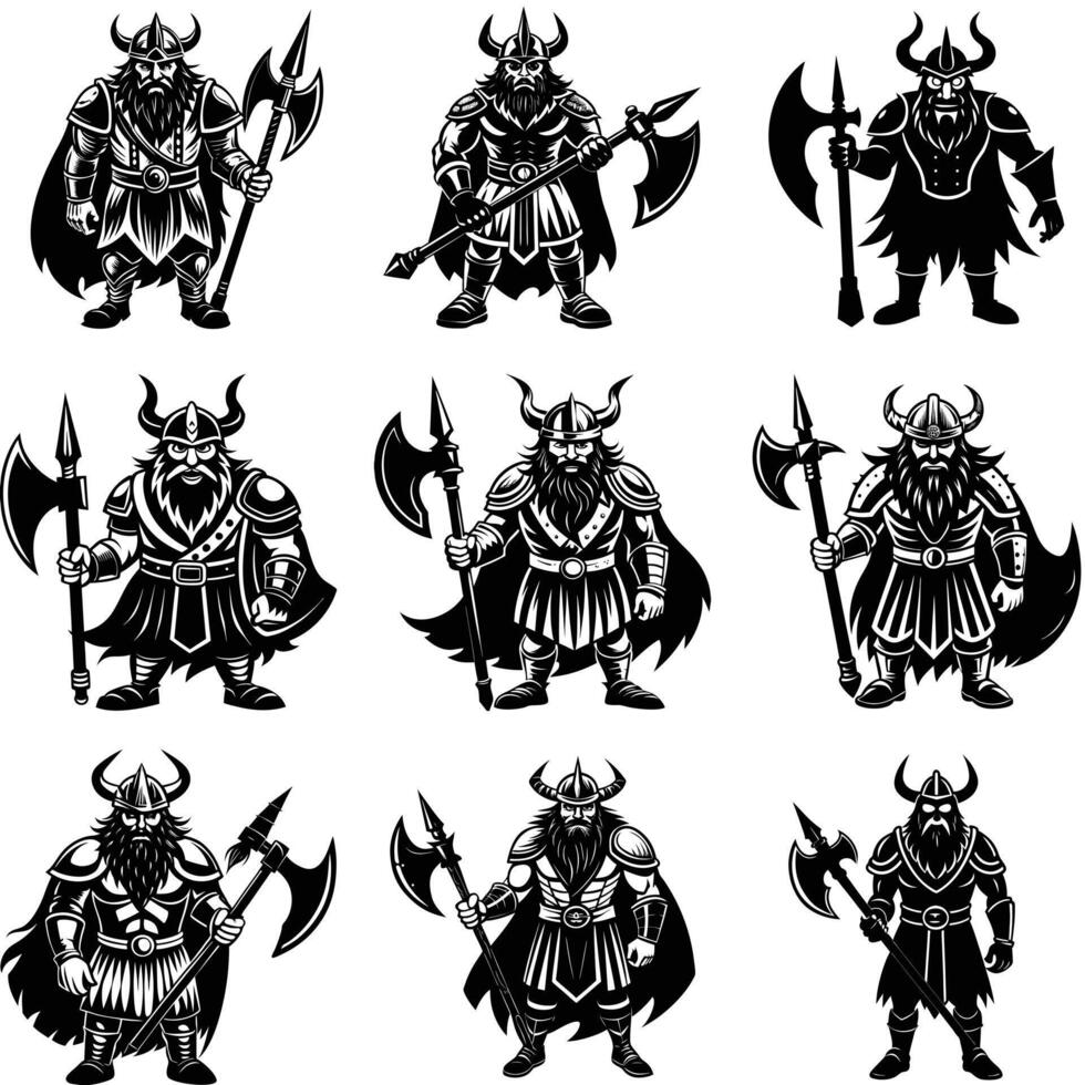 Set of Viking Warrior vector