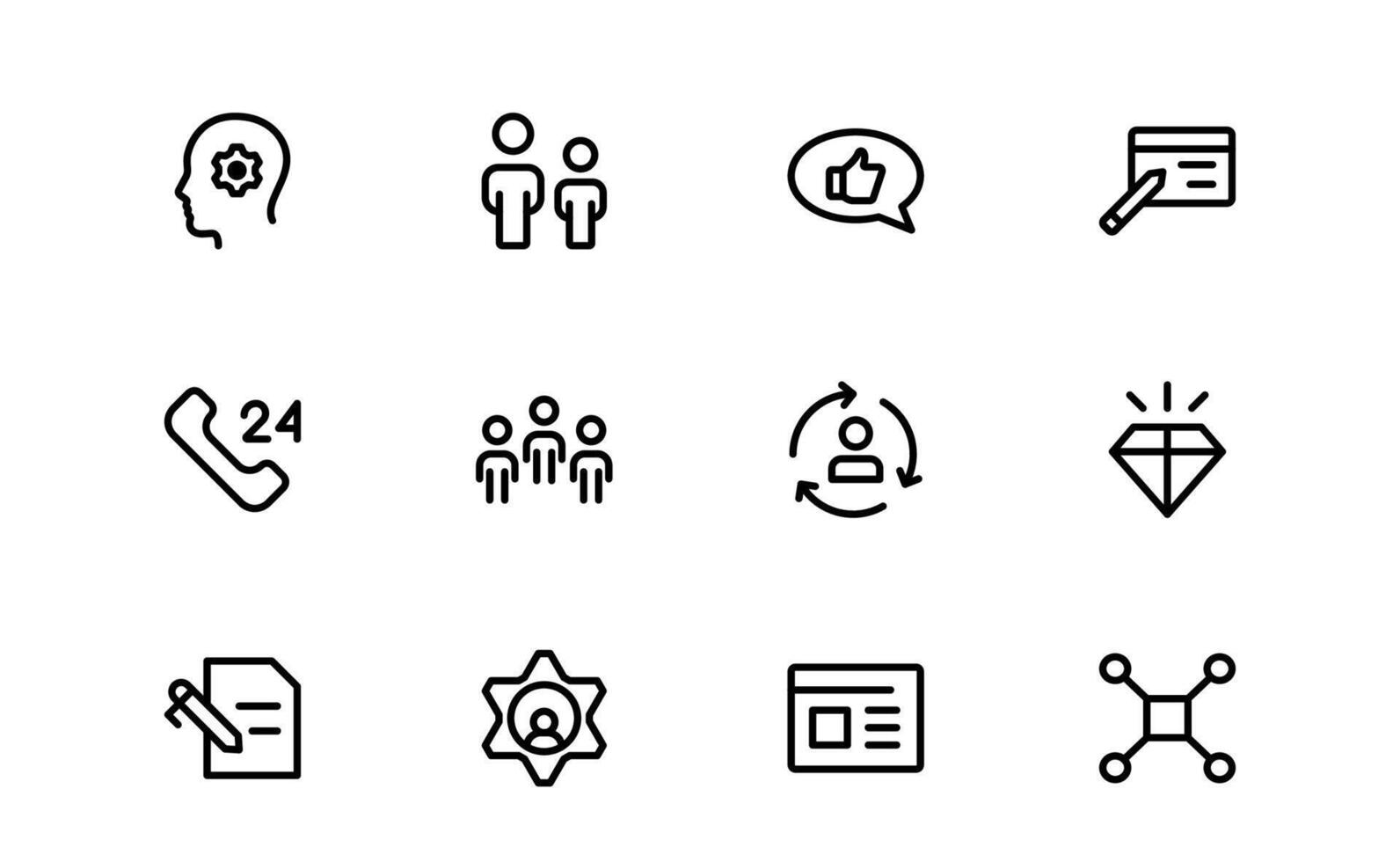 Modern Teamwork Icons pack. Professional and Minimalist Vectors for Collaboration, Team Building, and Office Projects in Outline