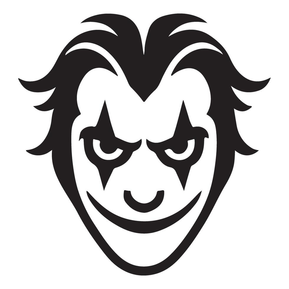 Stylized Joker Face Black and White Silhouette Artwork vector