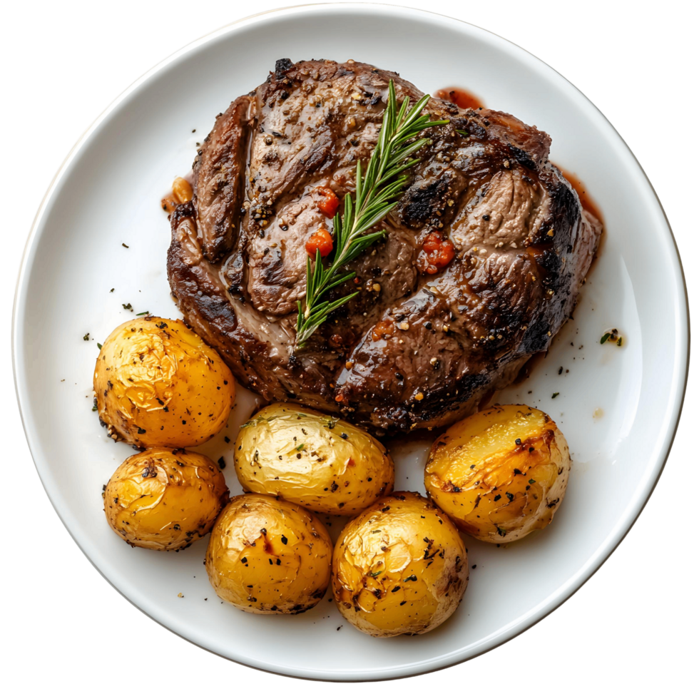 Satisfying homemade lamb meal with crispy potatoes png