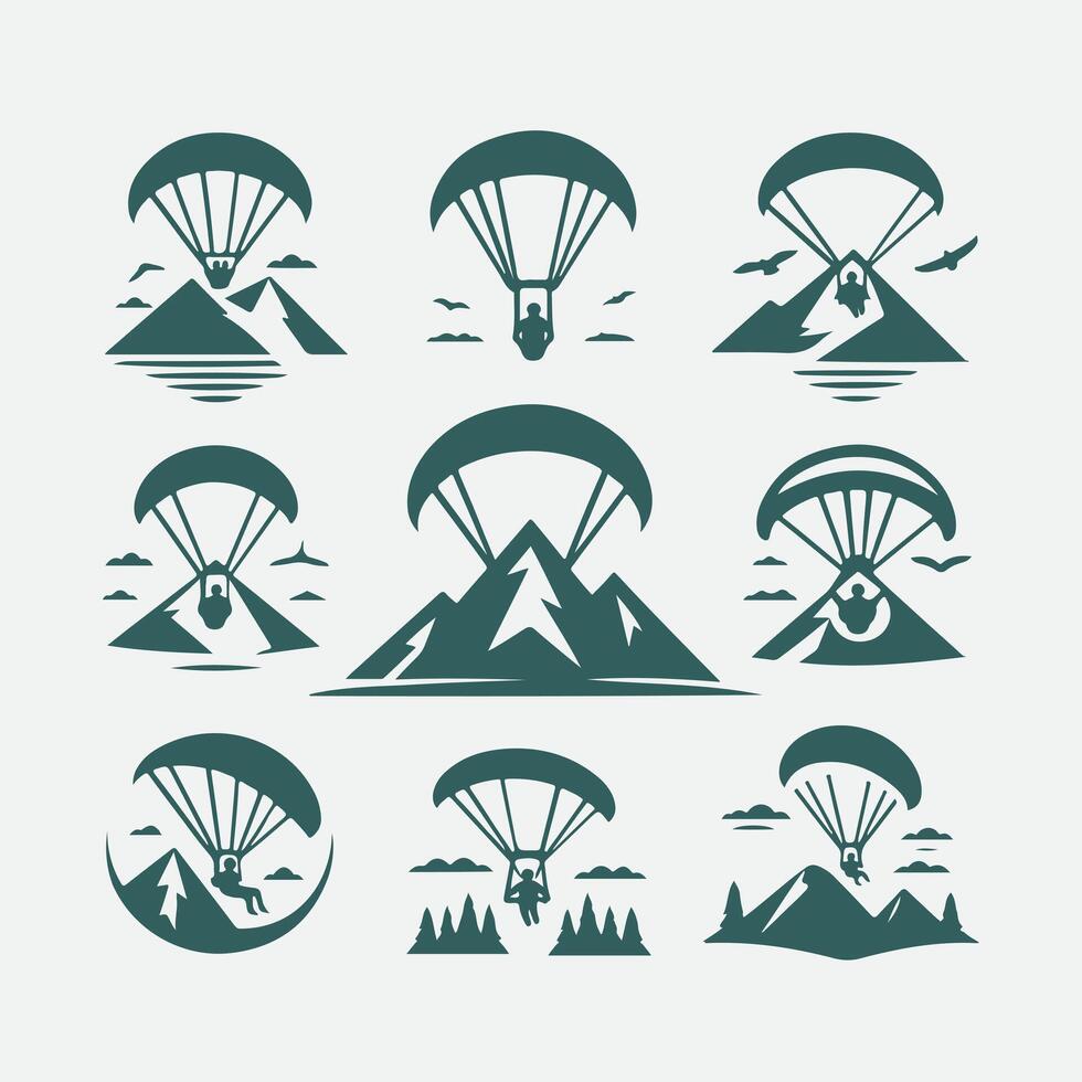 Soar Edge Paragliding Collection Logo Design vector