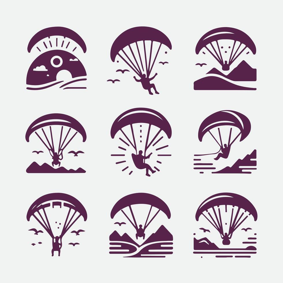 Aero Wings Paragliding Collection Logo Design vector