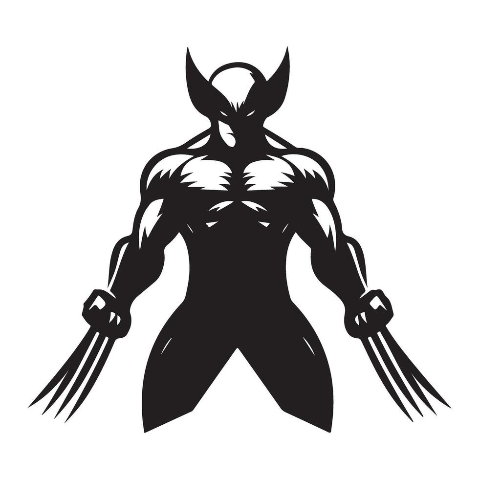 Wolverine Silhouette Illustration Superhero Character Art Print vector