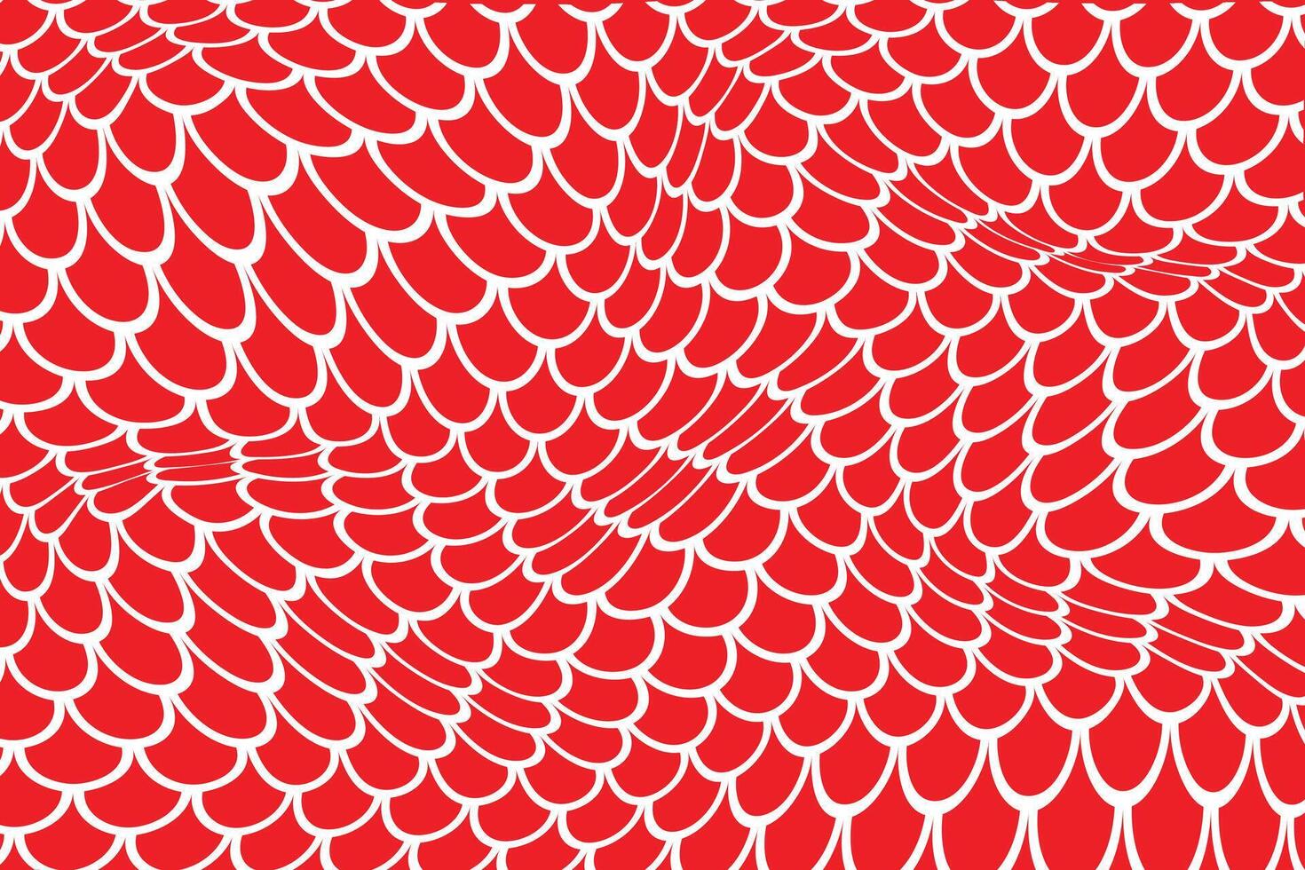 optical illusion fish scale pattern with distorted wavy Effect creating a dynamic visual design simple abstract white color creative fish scales wavy distort pattern on red color background vector