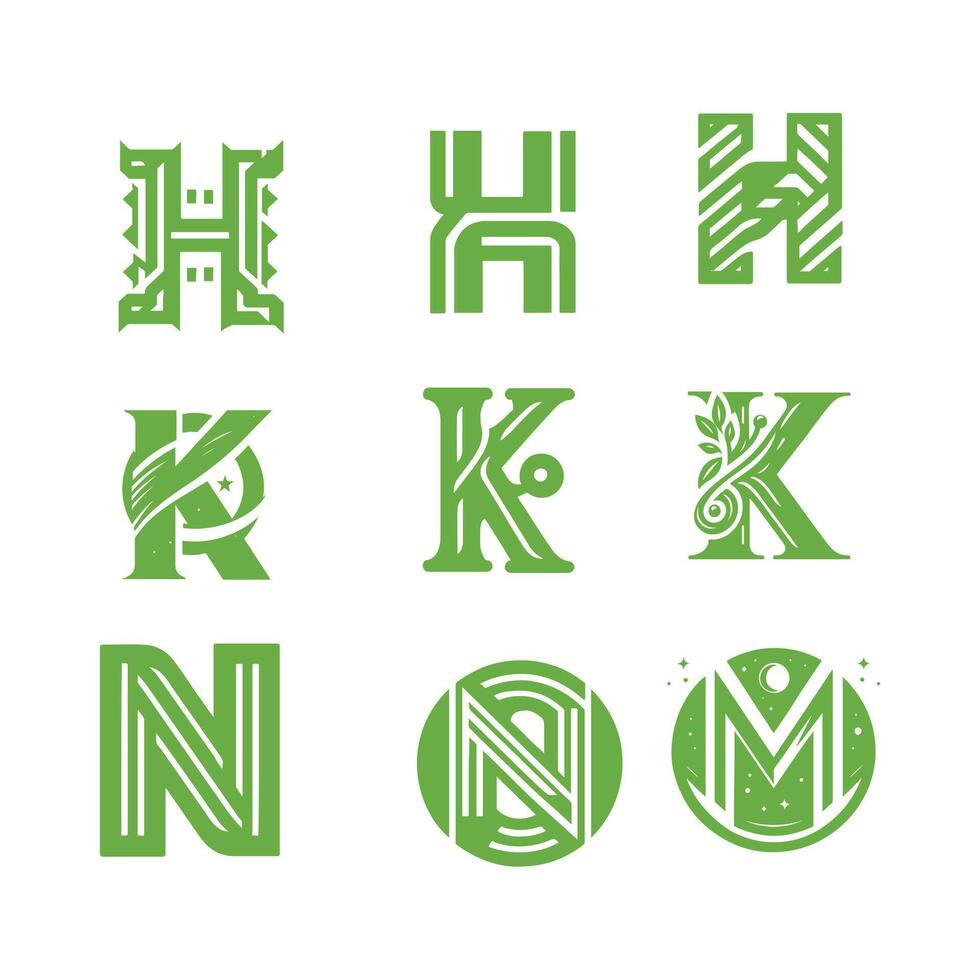 Collection Of Letters N K H vector