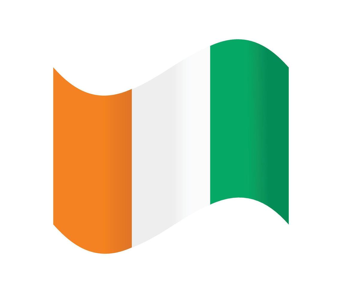 Ivory Coast waving flag.Isolated flag of Ivory Coast vector