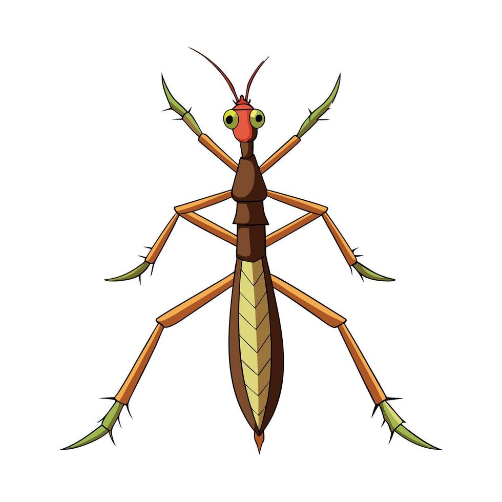 Realistic Stick Insect on a Leaf vector