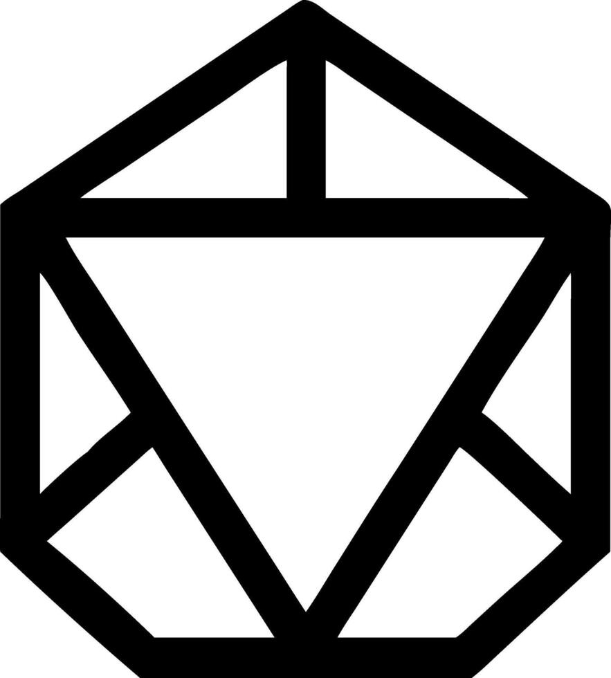 Classic Traditional Tattoo of a D20 Dice with Bold Black Ink vector