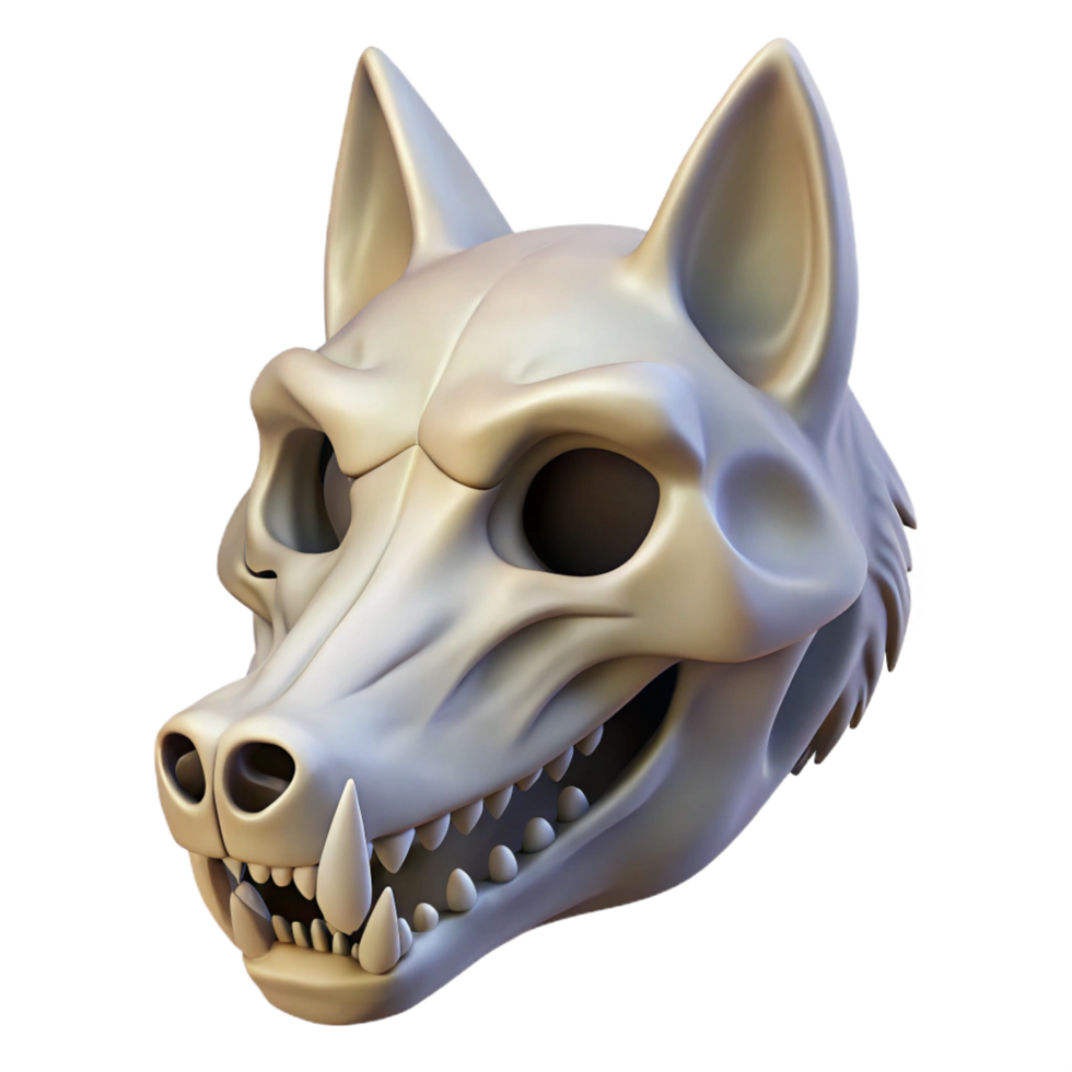 magnificent artistic A single, realistic animal skull specify animal, e.g., wolf original png