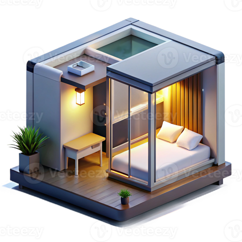 elegant traditional Micro-housing, compact design, multi-functional spaces, bright light, minimalist style authentic png