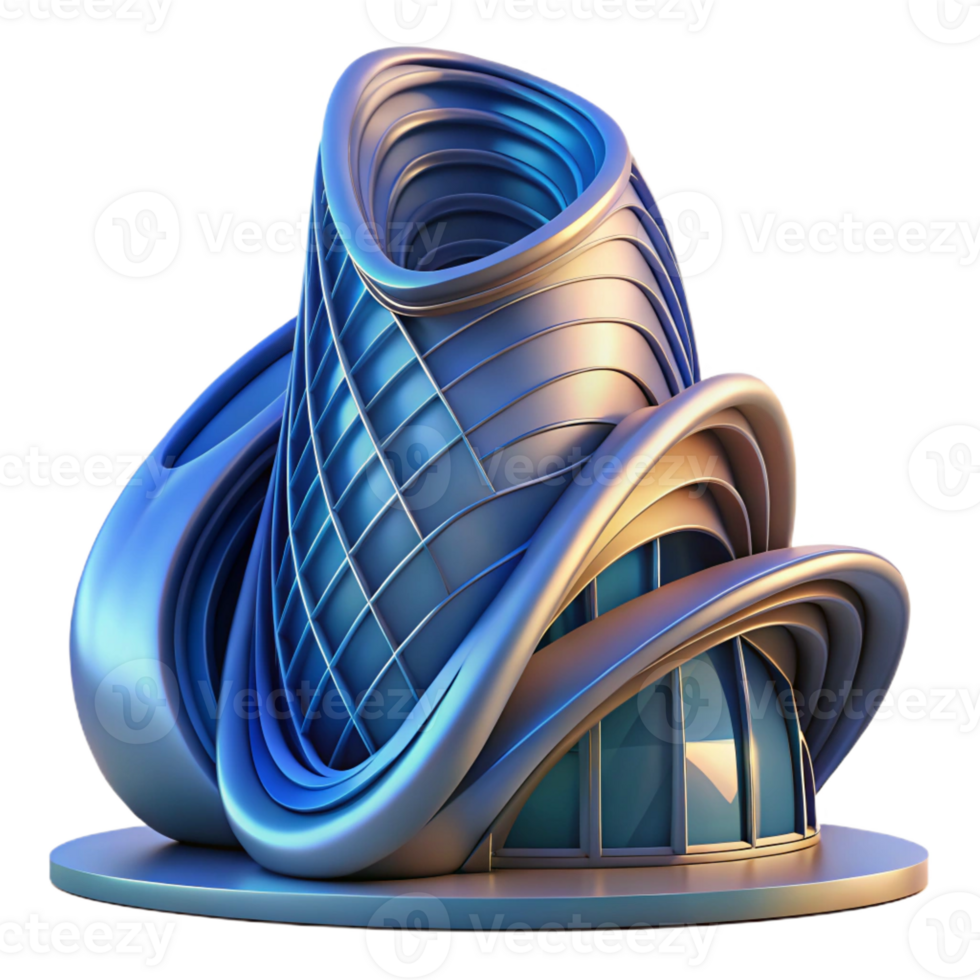 magnificent creative A Parametrically designed building with flowing curves and intricate patterns, vibrant, dynamic lighting, futuristic style genuine png