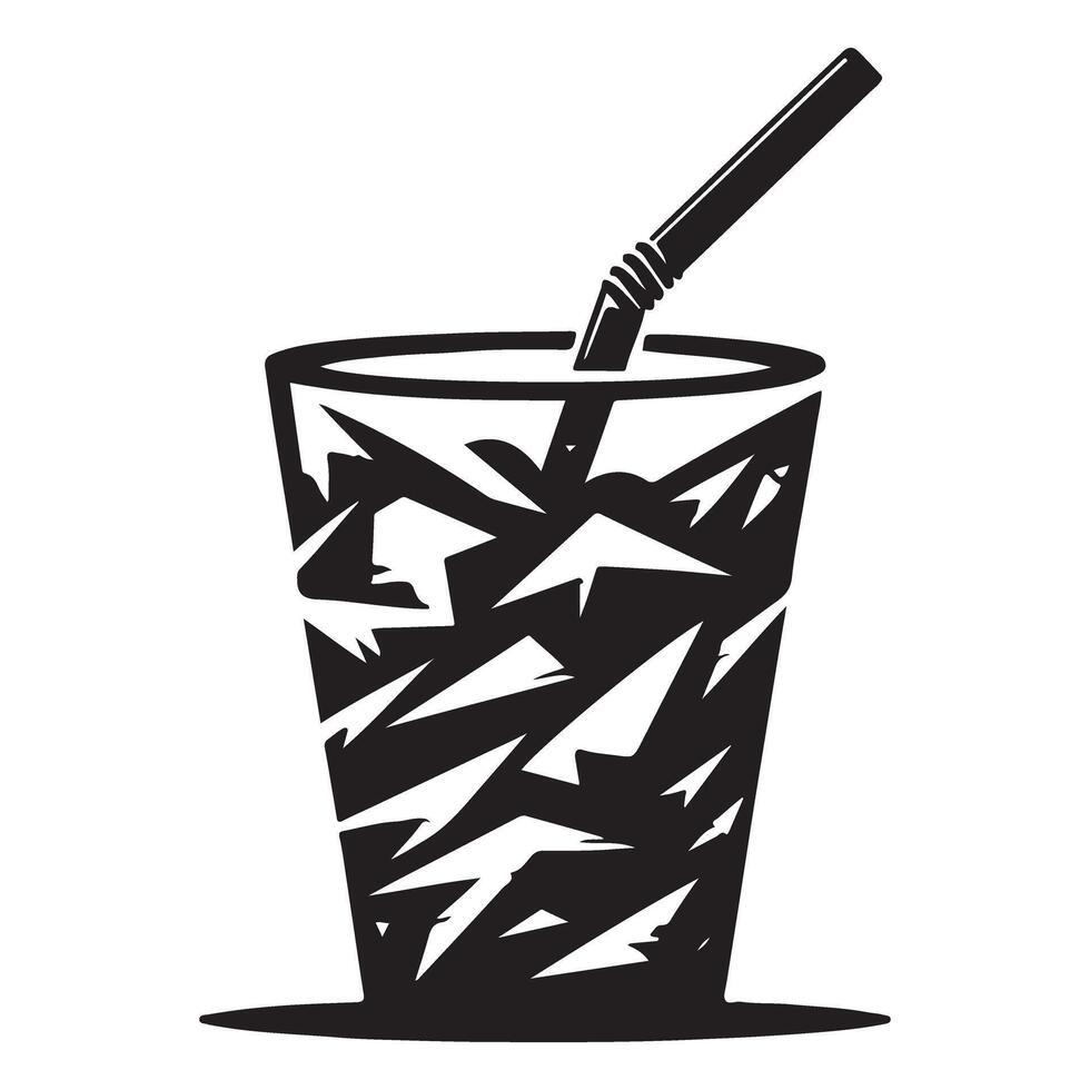 Black and white design soda drink with straw vector